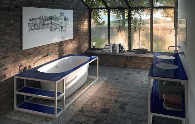 vasca blu Naked di Glass in acrilico che può essere freestanding vasca blu Naked di Glass in acrilico che può essere freestanding