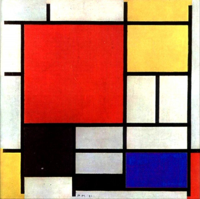 "Composizione con grande piano rosso, giallo, grigio e blu", 1921, Olio su tela, 59x59 cm, Piet Mondrian, L’Aia "Composizione con grande piano rosso, giallo, grigio e blu", 1921, Olio su tela, 59x59 cm, Piet Mondrian, L’Aia