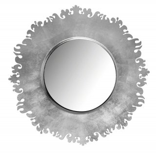 Ha un’importante cornice in metallo foglia argento lo specchio che misura Ø 95 x H 5 cm e costa 364 euro Kelly di Arti & Mestieri www.artiemestieri.it Ha un’importante cornice in metallo foglia argento lo specchio che misura Ø 95 x H 5 cm e costa 364 euro Kelly di Arti & Mestieri www.artiemestieri.it