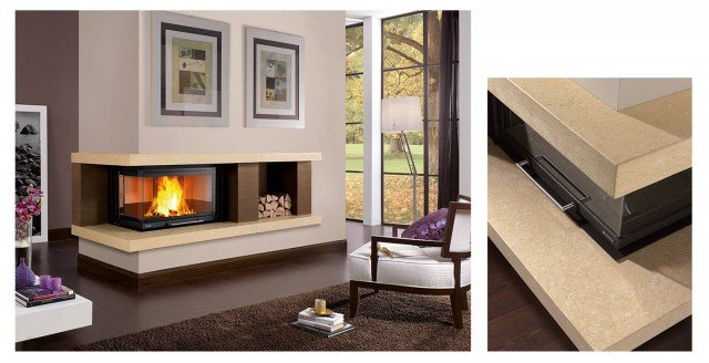 rivestimento Brenta di La Nordica-Extraflame in marmo giallo d’Istria e silva oro spazzolato rivestimento Brenta di La Nordica-Extraflame in marmo giallo d’Istria e silva oro spazzolato