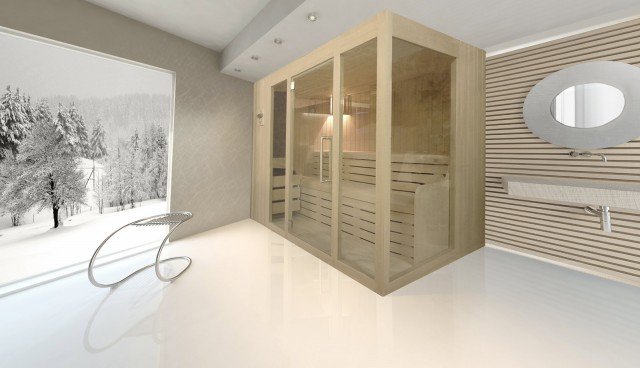 La sauna finlandese Luxorystar di Emoplast Saune ha struttura in legno ricoperto da perlinato di Hemlock canadese. Ha porta in cristallo temperato e panche massicce di grosso spessore in legno atermico. È dotata di stufa elettrica con pietra lavica, termoigrometro e mastello con mestolo in legno. Disponibile in soluzioni personalizzate. Prezzo della misura L 200 x P 160 x H 200 cm 6.830 euro. www.emoplastsaune.com La sauna finlandese Luxorystar di Emoplast Saune ha struttura in legno ricoperto da perlinato di Hemlock canadese. Ha porta in cristallo temperato e panche massicce di grosso spessore in legno atermico. È dotata di stufa elettrica con pietra lavica, termoigrometro e mastello con mestolo in legno. Disponibile in soluzioni personalizzate. Prezzo della misura L 200 x P 160 x H 200 cm 6.830 euro. www.emoplastsaune.com