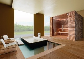 sauna finlandese della collezione Elite di Stenal realizzata in legno di cedro sauna finlandese della collezione Elite di Stenal realizzata in legno di cedro