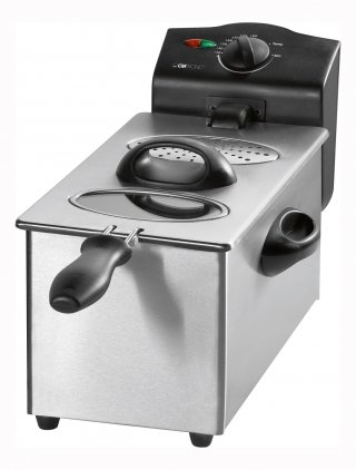 Pratica, semplice e funzionale, la friggitrice Fr3255 di Clatronic in acciaio inox ha capienza di 3 litri e potenza di 2.000 watt. Con Filtro grassi e odori rimovibile, ha contenitore smaltato e rimovibile per una facile pulizia. Prezzo 35,90. www.clatronic.it Pratica, semplice e funzionale, la friggitrice Fr3255 di Clatronic in acciaio inox ha capienza di 3 litri e potenza di 2.000 watt. Con Filtro grassi e odori rimovibile, ha contenitore smaltato e rimovibile per una facile pulizia. Prezzo 35,90. www.clatronic.it
