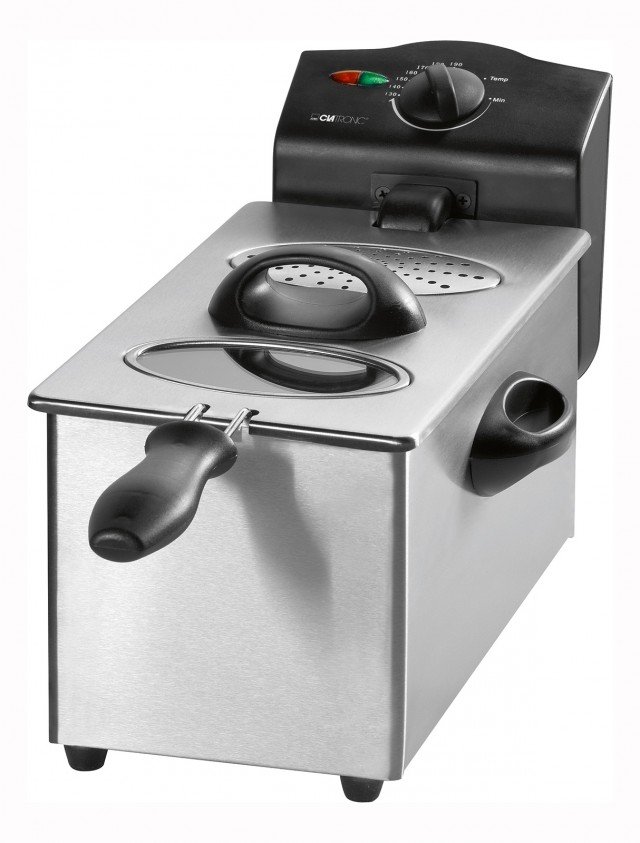 Pratica, semplice e funzionale, la friggitrice Fr3255 di Clatronic in acciaio inox ha capienza di 3 litri e potenza di 2.000 watt. Con Filtro grassi e odori rimovibile, ha contenitore smaltato e rimovibile per una facile pulizia. Prezzo 35,90. www.clatronic.it Pratica, semplice e funzionale, la friggitrice Fr3255 di Clatronic in acciaio inox ha capienza di 3 litri e potenza di 2.000 watt. Con Filtro grassi e odori rimovibile, ha contenitore smaltato e rimovibile per una facile pulizia. Prezzo 35,90. www.clatronic.it