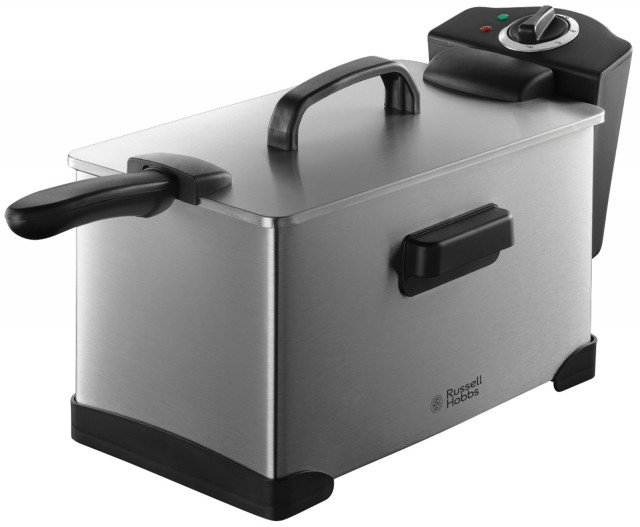 Dotata di un indicatore luminoso al neon, di avvolgicavo e piedini antiscivolo, la friggitrice Cook@Home di Russell Hobbs ha una capacità di 3,2 litri d’olio e di 1,2 kg di cibo e una potenza di 1.800 watt. Con corpo e coperchio in acciaio inox satinato, ha temperatura di funzionamento variabile dai 160° ai 190° C. Prezzo 49 euro. www.russellhobbs.it Dotata di un indicatore luminoso al neon, di avvolgicavo e piedini antiscivolo, la friggitrice Cook@Home di Russell Hobbs ha una capacità di 3,2 litri d’olio e di 1,2 kg di cibo e una potenza di 1.800 watt. Con corpo e coperchio in acciaio inox satinato, ha temperatura di funzionamento variabile dai 160° ai 190° C. Prezzo 49 euro. www.russellhobbs.it