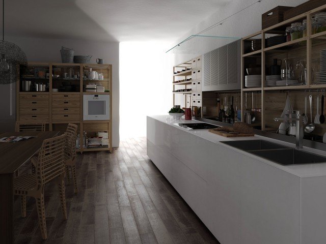 Ha un design pulito e fonde insieme materiali diversi (vetro, legno, acciaio e pietra), ma soprattutto è ecocompatibile: la base è in vetro 100% riciclabile. La finitura delle ante è in olmo tattile, le strutture e le scaffalature sono in massello di olmo con incastri a pettine o a tenone. Le superfici sono decorate con antiche e intramontabili tecniche artigianali: la pirografia, l'intarsio, l'intaglio e il mosaico. Artematica Vitrum & Sine Tempore di Valcucine. www.valcucine.it Ha un design pulito e fonde insieme materiali diversi (vetro, legno, acciaio e pietra), ma soprattutto è ecocompatibile: la base è in vetro 100% riciclabile. La finitura delle ante è in olmo tattile, le strutture e le scaffalature sono in massello di olmo con incastri a pettine o a tenone. Le superfici sono decorate con antiche e intramontabili tecniche artigianali: la pirografia, l'intarsio, l'intaglio e il mosaico. Artematica Vitrum & Sine Tempore di Valcucine. www.valcucine.it