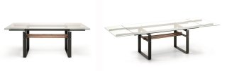 Tavolo allungabile con base e binari in acciaio verniciato goffrato bianco, nero o graphite e trave centrale in massello naturale di noce canaletto o acciaio verniciato goffrato bianco, nero o graphite. Piano e prolunghe in cristallo 12mm trasparente o trasparente extrachiaro. Piano in appoggio. Disponibile in tre dimensioni: L 160/236 x P 90 x H 75 cm; L 182/258 x P 90 x H 75 cm. L 200/294 x P 106 x H 75 cm. Prezzo 2.498 euro (per la versione più lunga). www.cattelanitalia.com Tavolo allungabile con base e binari in acciaio verniciato goffrato bianco, nero o graphite e trave centrale in massello naturale di noce canaletto o acciaio verniciato goffrato bianco, nero o graphite. Piano e prolunghe in cristallo 12mm trasparente o trasparente extrachiaro. Piano in appoggio. Disponibile in tre dimensioni: L 160/236 x P 90 x H 75 cm; L 182/258 x P 90 x H 75 cm. L 200/294 x P 106 x H 75 cm. Prezzo 2.498 euro (per la versione più lunga). www.cattelanitalia.com