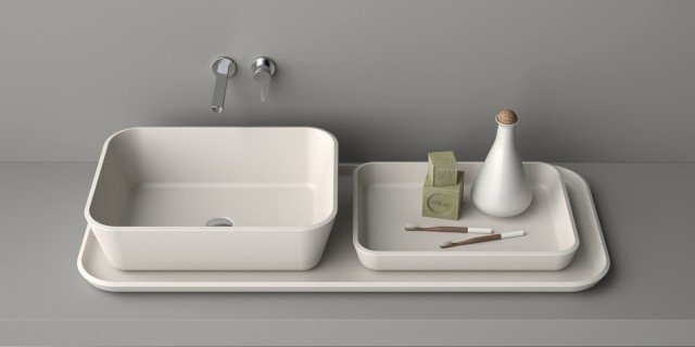 lavandino bagno d’appoggio in Corian® Tray di Planit disegnato da Emo desig lavandino bagno d’appoggio in Corian® Tray di Planit disegnato da Emo desig