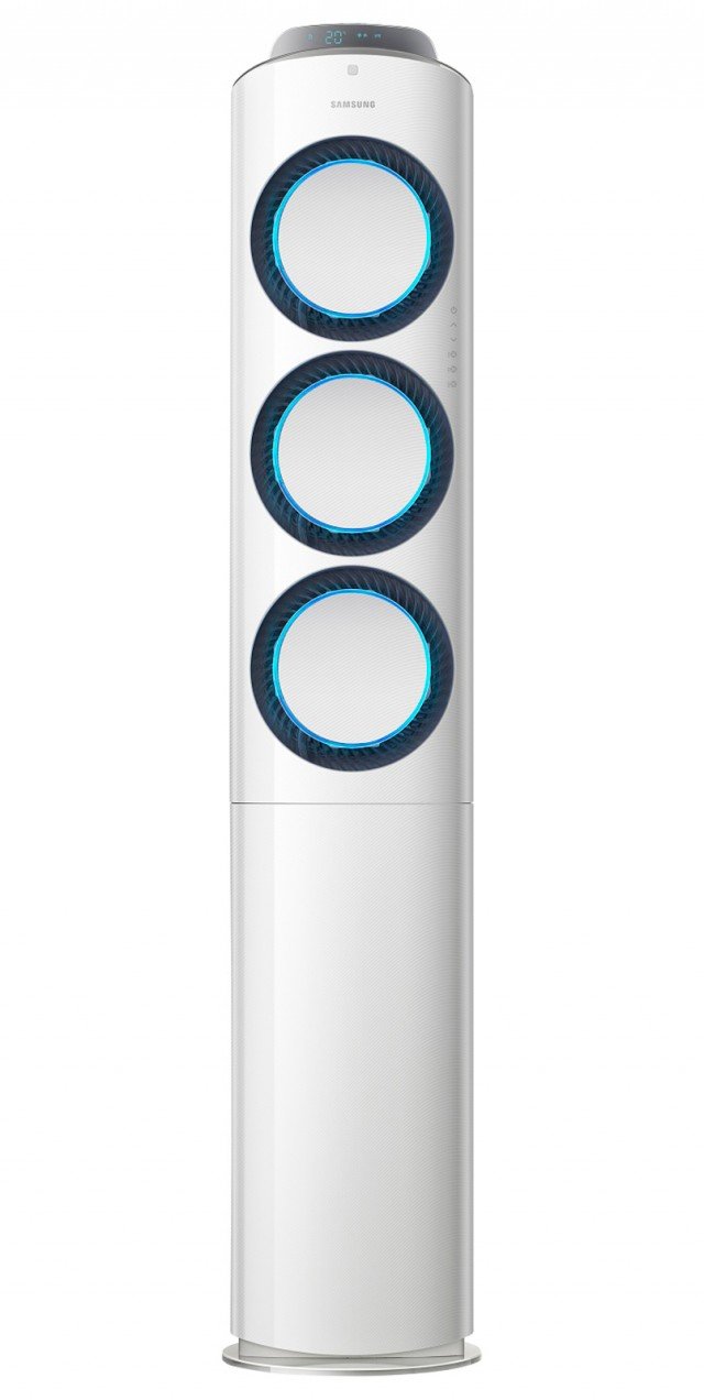 AF9000 è il climatizzatore a colonna di Samsung che grazie ai tre potenti diffusori circolari, utilizzabili singolarmente o combinati tra loro, riscalda e raffredda l’ambiente molto velocemente. Ha capacità raffreddamento di 24.000 Btu/h e ha tecnologia Virus Doctor che aiuta a prevenire e a contrastare le allergie e i problemi respiratori più diffusi generando ioni di idrogeno. Misura L 36 x P 27 x H 195 cm. Prezzo da rivenditore. www.samsung.it AF9000 è il climatizzatore a colonna di Samsung che grazie ai tre potenti diffusori circolari, utilizzabili singolarmente o combinati tra loro, riscalda e raffredda l’ambiente molto velocemente. Ha capacità raffreddamento di 24.000 Btu/h e ha tecnologia Virus Doctor che aiuta a prevenire e a contrastare le allergie e i problemi respiratori più diffusi generando ioni di idrogeno. Misura L 36 x P 27 x H 195 cm. Prezzo da rivenditore. www.samsung.it