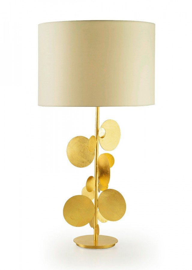 lampada Orion di Marioni Home Collection in metallo oro paralume avorio lampada Orion di Marioni Home Collection in metallo oro paralume avorio