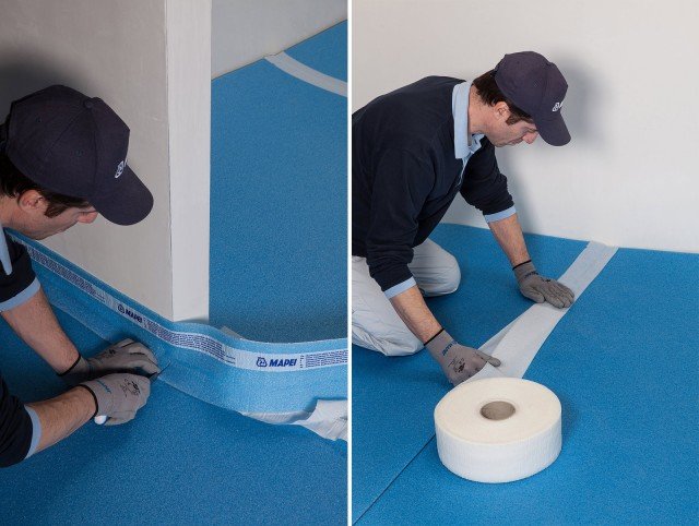 sistema d’isolamento acustico Mapesilent Comfort integrato con fascia adesiva in polietileneMapesilent Band R e di Mapesilent Tape di Mapei sistema d’isolamento acustico Mapesilent Comfort integrato con fascia adesiva in polietileneMapesilent Band R e di Mapesilent Tape di Mapei