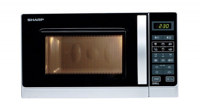 Funziona a 11 livelli di potenza il forno microonde con grill con pannello comandi Touch Control; misura L 43,9 x P 35,8 x H 25,7 cm e costa 99 euro R642INW di Sharp www.sharp.it, Funziona a 11 livelli di potenza il forno microonde con grill con pannello comandi Touch Control; misura L 43,9 x P 35,8 x H 25,7 cm e costa 99 euro R642INW di Sharp www.sharp.it,