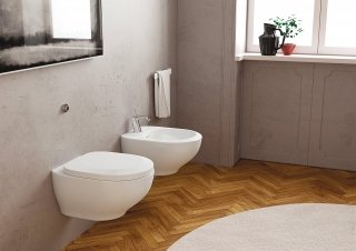wc e bidet sospesi collezione Outline di Teuco, firmata Carlo Colombo design, realizzati in ceramica wc e bidet sospesi collezione Outline di Teuco, firmata Carlo Colombo design, realizzati in ceramica