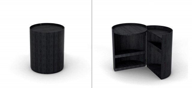 Comodino-contenitore. Moon di Living è un comodino cilindrico in rovere tinto carbone che si apre, grazie alla parte mobile dotata di ruote piroettanti, e svela una serie di ripiani interni: per riporre piccoli e grandi segreti. Misura Ø 40 cm x H 50,4 cm. Prezzo su richiesta. www.livingdivani.it Comodino-contenitore. Moon di Living è un comodino cilindrico in rovere tinto carbone che si apre, grazie alla parte mobile dotata di ruote piroettanti, e svela una serie di ripiani interni: per riporre piccoli e grandi segreti. Misura Ø 40 cm x H 50,4 cm. Prezzo su richiesta. www.livingdivani.it