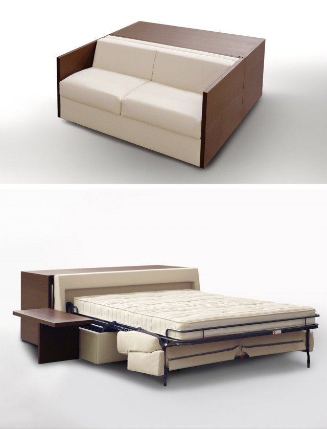Divano-letto. BK 119 B di BKGroup di giorno è un comodo divano, completamente sfoderabile, dotato di due contenitori portaoggetti e di un tavolo posizionato dietro lo schienale; di notte si trasforma in un letto con due comodini laterali. La struttura è interamente realizzata in legno naturale. Misura L 171 x P 93 x H 70 cm. Prezzo 4.437,14 euro (escluso il tavolo). www.bkitalia.com Divano-letto. BK 119 B di BKGroup di giorno è un comodo divano, completamente sfoderabile, dotato di due contenitori portaoggetti e di un tavolo posizionato dietro lo schienale; di notte si trasforma in un letto con due comodini laterali. La struttura è interamente realizzata in legno naturale. Misura L 171 x P 93 x H 70 cm. Prezzo 4.437,14 euro (escluso il tavolo). www.bkitalia.com