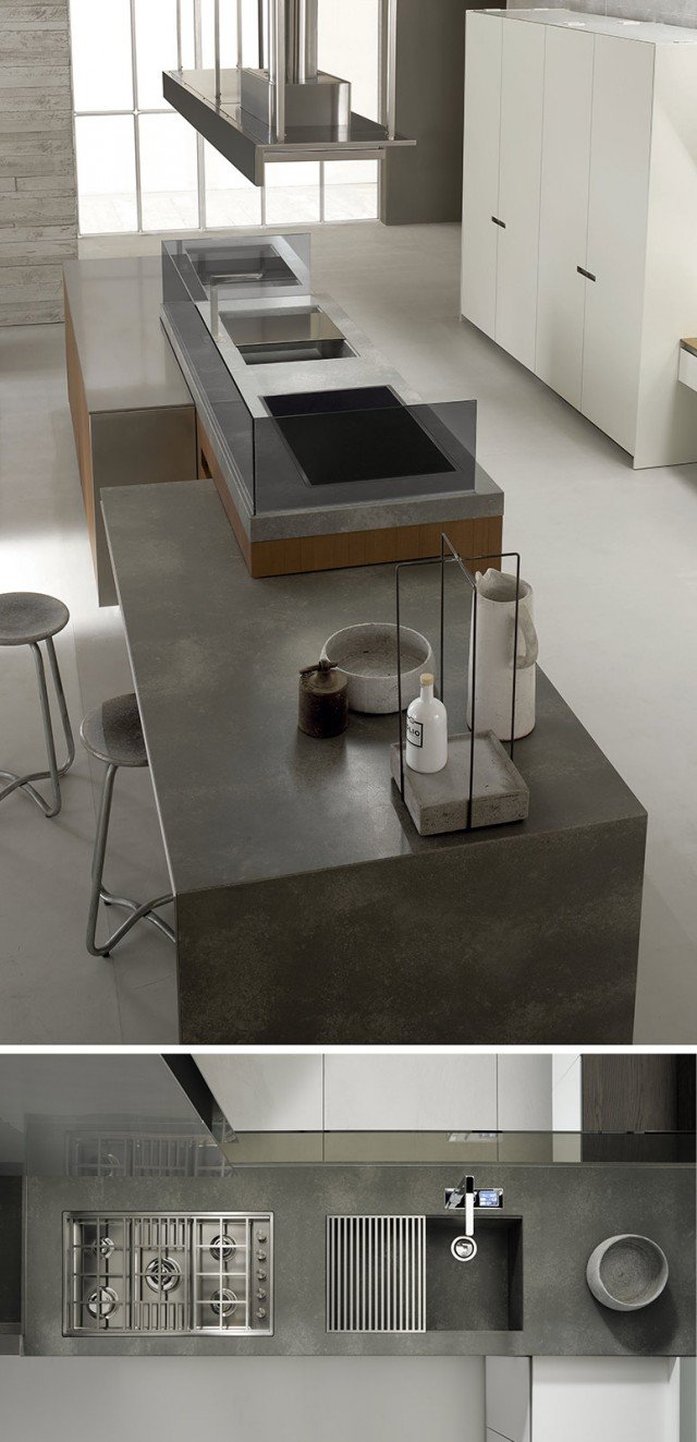 Inusuale matericità in cucina con i piani del programma Icon (design Giuseppe Bavuso) di Ernestomeda, vincitore di un Red Dot Design Award: realizzati con ICONcrete effetto cemento, sono piacevoli al tatto e alla vista e soprattutto studiati per l’uso domestico. La penisola estraibile Evolution si apre in più misure a seconda del bisogno, il piano di lavoro Sequel riunisce con rigore espressivo le funzioni di cottura e di lavaggio. Prezzo su richiesta. www.ernestomeda.it Inusuale matericità in cucina con i piani del programma Icon (design Giuseppe Bavuso) di Ernestomeda, vincitore di un Red Dot Design Award: realizzati con ICONcrete effetto cemento, sono piacevoli al tatto e alla vista e soprattutto studiati per l’uso domestico. La penisola estraibile Evolution si apre in più misure a seconda del bisogno, il piano di lavoro Sequel riunisce con rigore espressivo le funzioni di cottura e di lavaggio. Prezzo su richiesta. www.ernestomeda.it