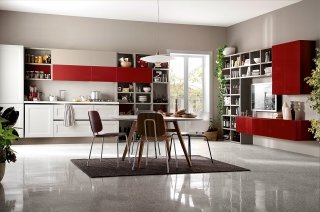 cucina con pensili e basi rosse Tablet.go di Veneta Cucine cucina con pensili e basi rosse Tablet.go di Veneta Cucine