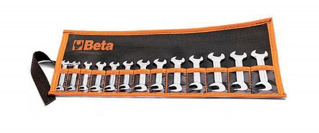 In comoda busta di tela, 13 chiavi a forchetta di doppie piccole cromate costano 70,30 euro Art. 73 di Beta Utensili In comoda busta di tela, 13 chiavi a forchetta di doppie piccole cromate costano 70,30 euro Art. 73 di Beta Utensili