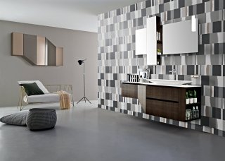 composizione bagno in rovere cacao Joy di Cerasa con base inclinata composizione bagno in rovere cacao Joy di Cerasa con base inclinata