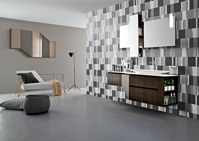 composizione bagno in rovere cacao Joy di Cerasa con base inclinata composizione bagno in rovere cacao Joy di Cerasa con base inclinata