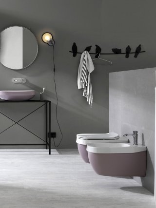 water e bidet sanitari bagno sospesi serie Abito di Hatria in porcellana rosa antico water e bidet sanitari bagno sospesi serie Abito di Hatria in porcellana rosa antico