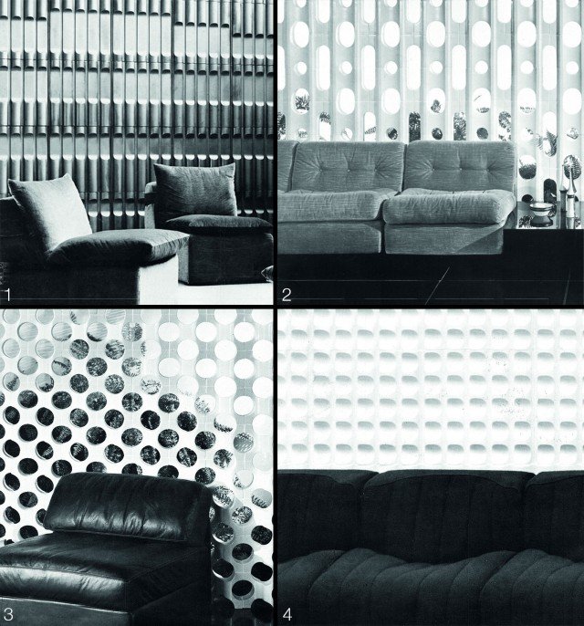 Gallery fotografica con immagini di archivio in bianco e nero degli anni '70. Nelle immagini, rivestimenti firmati Nino Caruso per le collezioni Marazzi Canne d'Organo (foto 1), Dyapason (foto 2), Screen (foto 3), Ritmo (foto 4). www.marazzi.it Gallery fotografica con immagini di archivio in bianco e nero degli anni '70. Nelle immagini, rivestimenti firmati Nino Caruso per le collezioni Marazzi Canne d'Organo (foto 1), Dyapason (foto 2), Screen (foto 3), Ritmo (foto 4). www.marazzi.it