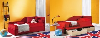 Letto serie Duplo di Noctis in acciaio rivestito in tessuto sfoderabile con contenitori estraibili Letto serie Duplo di Noctis in acciaio rivestito in tessuto sfoderabile con contenitori estraibili