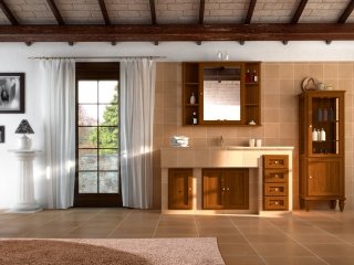composizione bagno collezione “I piastrellati” di Cerasa nella finitura York noce per arredamento rustico composizione bagno collezione “I piastrellati” di Cerasa nella finitura York noce per arredamento rustico