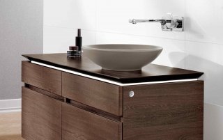 Lavabo a bacinella d'appoggio Timber CeramicPlus di Villeroy & Boch opacizzato Lavabo a bacinella d'appoggio Timber CeramicPlus di Villeroy & Boch opacizzato