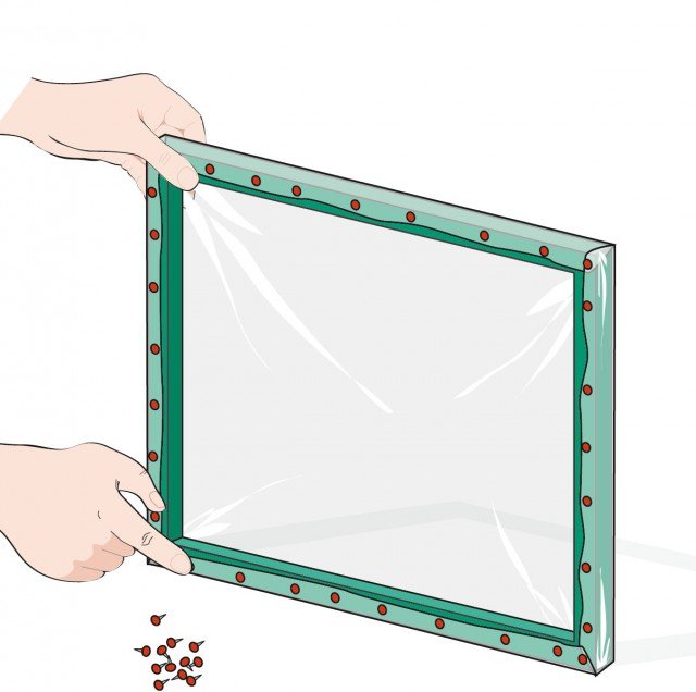 con le puntine da disegno fissare sul retro un telo plastico spesso tagliato a misura con le puntine da disegno fissare sul retro un telo plastico spesso tagliato a misura