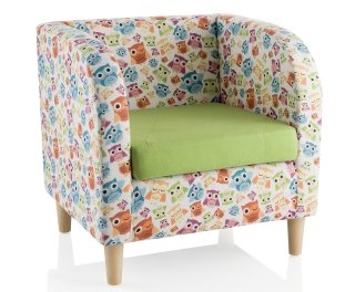 poltrona Art. 55566 di Brandani in rubberwood e cotone gufi poltrona Art. 55566 di Brandani in rubberwood e cotone gufi