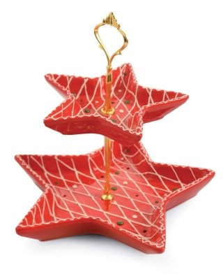 alzata doppia Sweet Xmas di Villa d'Este Home Tivoli in ceramica alzata doppia Sweet Xmas di Villa d'Este Home Tivoli in ceramica