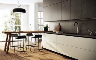 cucina Scenery di Scavolini con ante senza maniglie rivestite in gres porcellanato a basso spessore colore Open space Kerlite® cucina Scenery di Scavolini con ante senza maniglie rivestite in gres porcellanato a basso spessore colore Open space Kerlite®