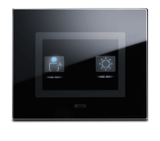Placca comandi luce con simboli Ave Touch in vetro, colore nero assoluto finitura lucida, per due comandi a scomparsa, dotata di due finestre per etichette di personalizzazione. Prezzo 65,97 euro Iva esclusa. Placca comandi luce con simboli Ave Touch in vetro, colore nero assoluto finitura lucida, per due comandi a scomparsa, dotata di due finestre per etichette di personalizzazione. Prezzo 65,97 euro Iva esclusa.