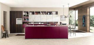cucina con finiture materiche viola Materia Oversize di Febal Casa cucina con finiture materiche viola Materia Oversize di Febal Casa