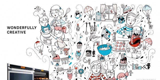 La grafica della nuova campagna “Make It Wonderful” di Franke. Con Franke scopri il lato “wonderful” degli elettrodomestici