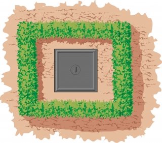 contornare tombino con siepe per nasconderlo