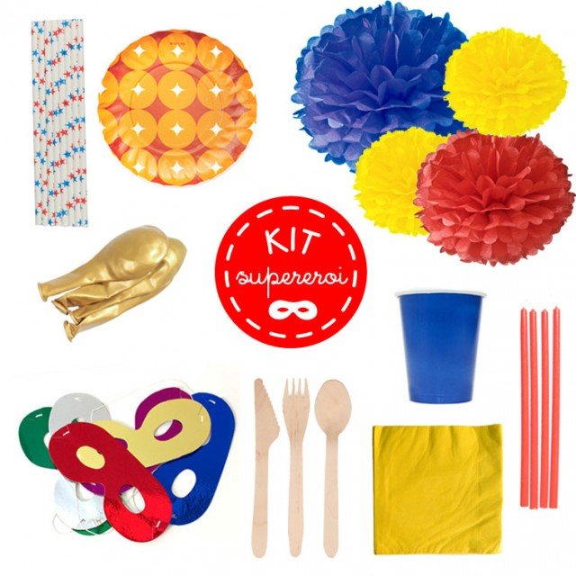 4 Il kit Supereroi di Pipoca comprende: 25 cannucce di carta a stelle, 8 piatti di carta, 10 palloncini, 8 bicchieri di carta blu, 20 tovaglioli di carta gialli, 12 candele rosse, 8 mascherine di carta, 24 posate, 3 pompom di carta velina. Prezzo 32 euro. www.pipoca.eu 4 Il kit Supereroi di Pipoca comprende: 25 cannucce di carta a stelle, 8 piatti di carta, 10 palloncini, 8 bicchieri di carta blu, 20 tovaglioli di carta gialli, 12 candele rosse, 8 mascherine di carta, 24 posate, 3 pompom di carta velina. Prezzo 32 euro. www.pipoca.eu