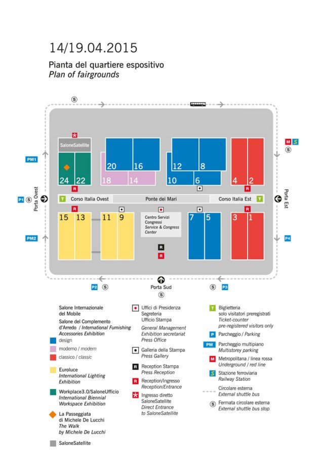 La mappa del polo fieristico di Rho Fiera Milano che accoglie da oggi a domenica oltre 2.000 espositori e i 700 designer del SaloneSatellite. www.salonemilano.it La mappa del polo fieristico di Rho Fiera Milano che accoglie da oggi a domenica oltre 2.000 espositori e i 700 designer del SaloneSatellite. www.salonemilano.it