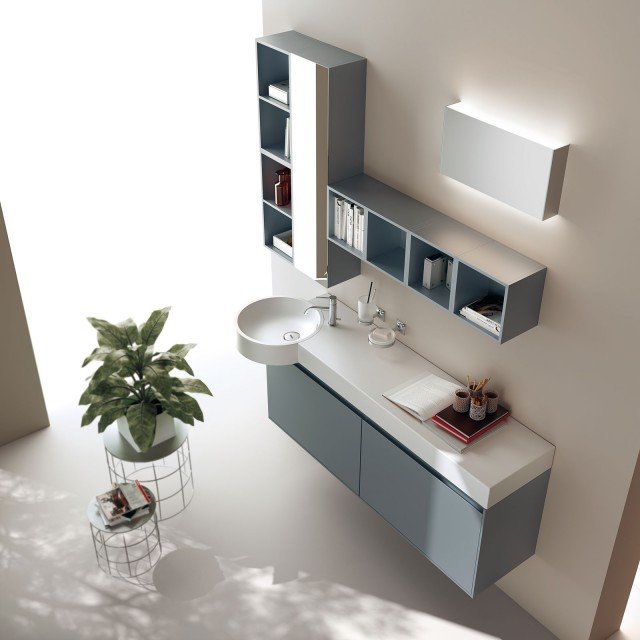 basi laccati opachi Blu Aviazione SCAV 558 con ante collezione Rivo di Scavolini Bathrooms basi laccati opachi Blu Aviazione SCAV 558 con ante collezione Rivo di Scavolini Bathrooms