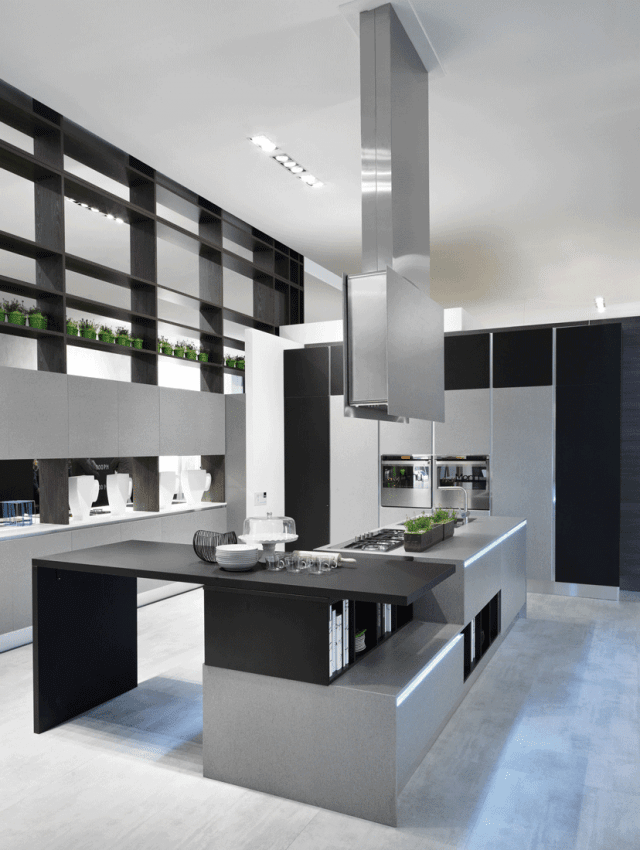 Cucina Bijou di Aran Cucine in laminato stratificato e gres porcellanato con cappa sospesa Cucina Bijou di Aran Cucine in laminato stratificato e gres porcellanato con cappa sospesa