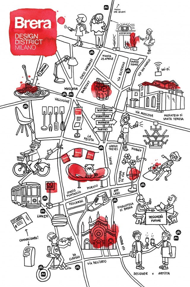 Fitto calendario di eventi per la sesta edizione di Brera Design District che torna in scena a Milano, in occasione della settimana del Fuorisalone, dal 14 al 19 aprile 2015. In foto, la mappa stilizzata delle principali location. www.breradesigndistrict.it Fitto calendario di eventi per la sesta edizione di Brera Design District che torna in scena a Milano, in occasione della settimana del Fuorisalone, dal 14 al 19 aprile 2015. In foto, la mappa stilizzata delle principali location. www.breradesigndistrict.it