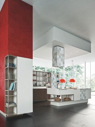 cucina con isola effetto sospeso Orange Evolution di Snaidero cucina con isola effetto sospeso Orange Evolution di Snaidero
