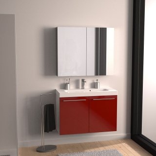 mobile lavandino bagno Remix 2 di Leroy Merlin a due ante in truciolato rivestito rosso lucido mobile lavandino bagno Remix 2 di Leroy Merlin a due ante in truciolato rivestito rosso lucido