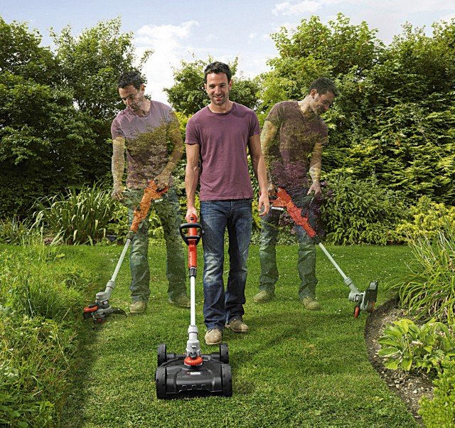 “3-IN-1” unisce le funzionalità di un rasaerba a quelle di un tagliabordi con bordatura; di Black&Decker “3-IN-1” unisce le funzionalità di un rasaerba a quelle di un tagliabordi con bordatura; di Black&Decker