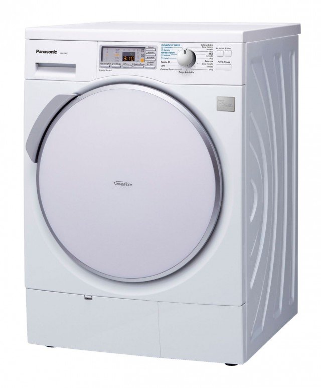 Il capiente cestello da 8 Kg dell’asciugatrice NH-P80S1WTA di Panasonic e la tecnologia della pompa di calore garantiscono prestazioni elevate di classe A++. Ha funzione vapore e può avere partenza ritardata fino a 24 ore. Misura L 59,7 x P 58,2 x H 84,5 cm. Prezzo 999,99. www.panasonic.it Il capiente cestello da 8 Kg dell’asciugatrice NH-P80S1WTA di Panasonic e la tecnologia della pompa di calore garantiscono prestazioni elevate di classe A++. Ha funzione vapore e può avere partenza ritardata fino a 24 ore. Misura L 59,7 x P 58,2 x H 84,5 cm. Prezzo 999,99. www.panasonic.it