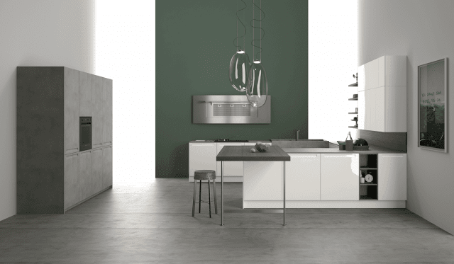 cucina con cappa a parete in acciaio Extra di Doimo Cucine cucina con cappa a parete in acciaio Extra di Doimo Cucine