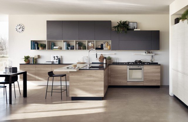 cucina in olmo laccato opaco Motus di Scavolini cucina in olmo laccato opaco Motus di Scavolini