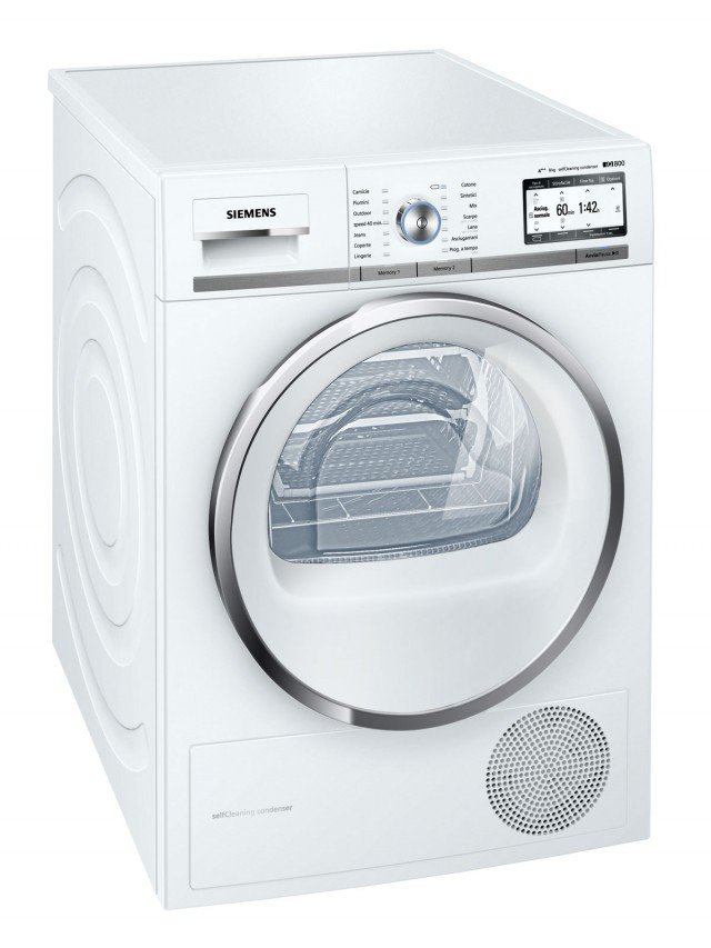 WT48Y718II di Siemens è in classe A+++ - 10% e grazie ai sensori e all’elettronica di controllo intelligente asciuga i capi delicatamente e in modo rapido ed efficiente. E’ dotata di programmi speciali come l’asciugatura lana e scarpe. Misura L 59,7 x P 63,4 x H 84,2 cm. Prezzo 1.500 euro. www.siemens.it WT48Y718II di Siemens è in classe A+++ - 10% e grazie ai sensori e all’elettronica di controllo intelligente asciuga i capi delicatamente e in modo rapido ed efficiente. E’ dotata di programmi speciali come l’asciugatura lana e scarpe. Misura L 59,7 x P 63,4 x H 84,2 cm. Prezzo 1.500 euro. www.siemens.it