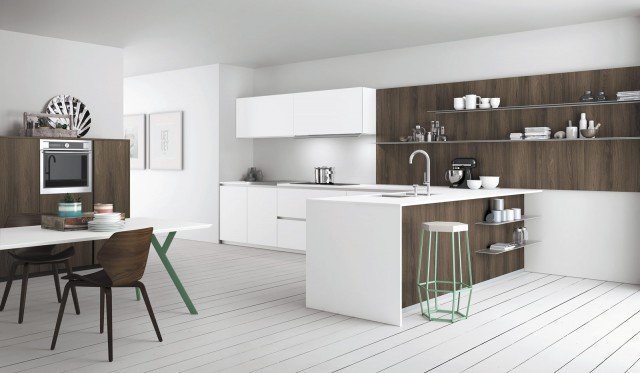 boiserie con lo schienale in laminato Olmo cacao arricchisce il modello Aspen di Doimo Cucine boiserie con lo schienale in laminato Olmo cacao arricchisce il modello Aspen di Doimo Cucine